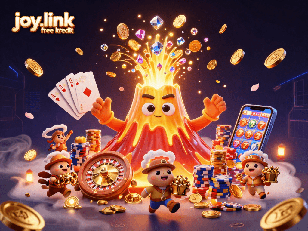 Experience joy.link free kredit with a triumphant volcanic eruption surrounded by treasures at the casino.