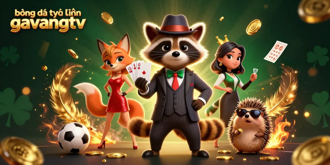 Bóng đá trực tuyến gavangtv features dynamic cartoon characters betting on sports in a lively illustration.