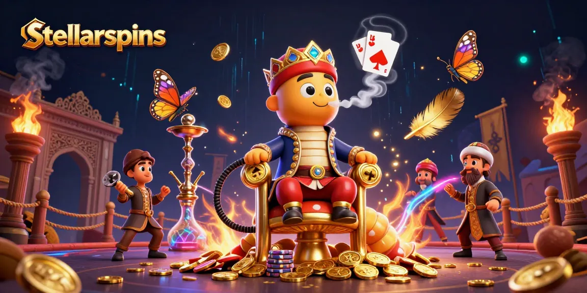 Place strategic bets with stellarspins in this vibrant casino scene featuring card symbols and treasures.