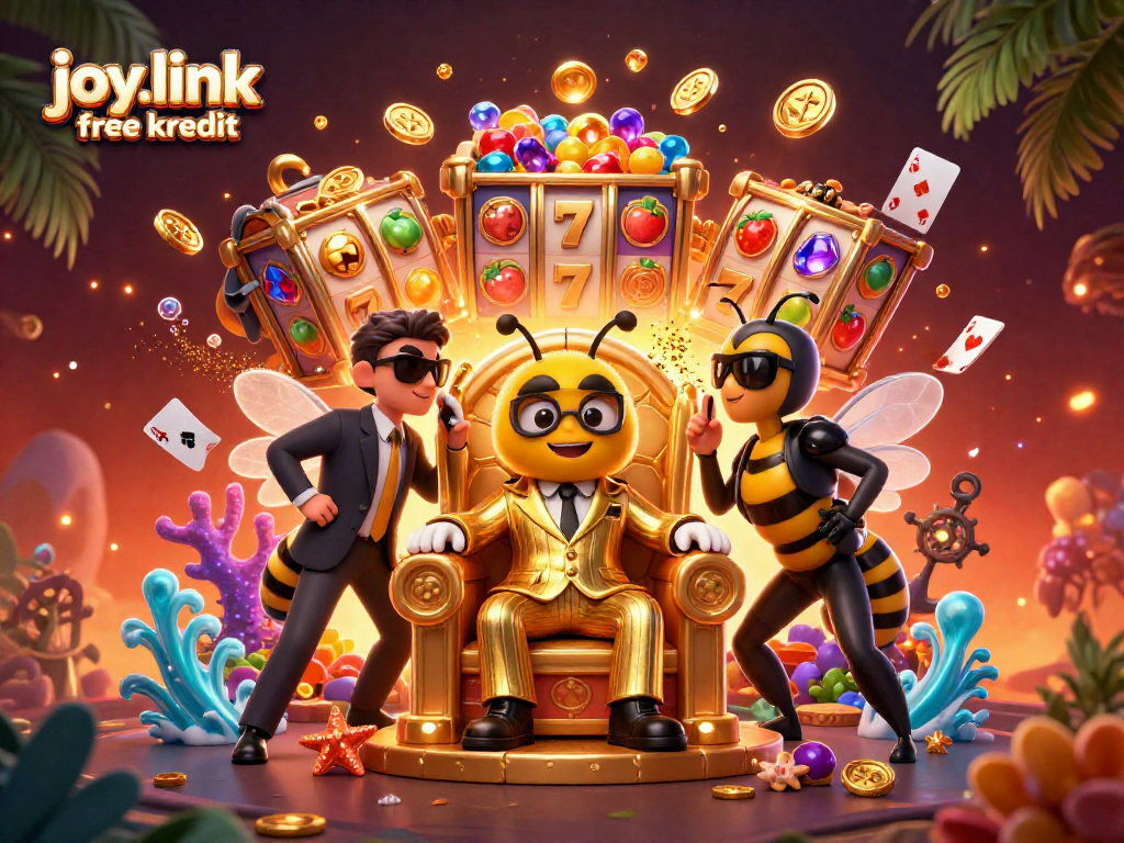 Engage with joy.link free kredit in a vibrant casino setting featuring a dynamic bumblebee mob boss.
