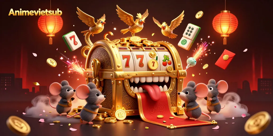 Engage in thrilling slot action on Animevietsub, featuring dynamic characters and vibrant casino elements.