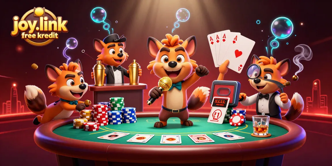 Engage with joy.link free kredit's exciting comedy casino behind hyena performers and vibrant poker elements.