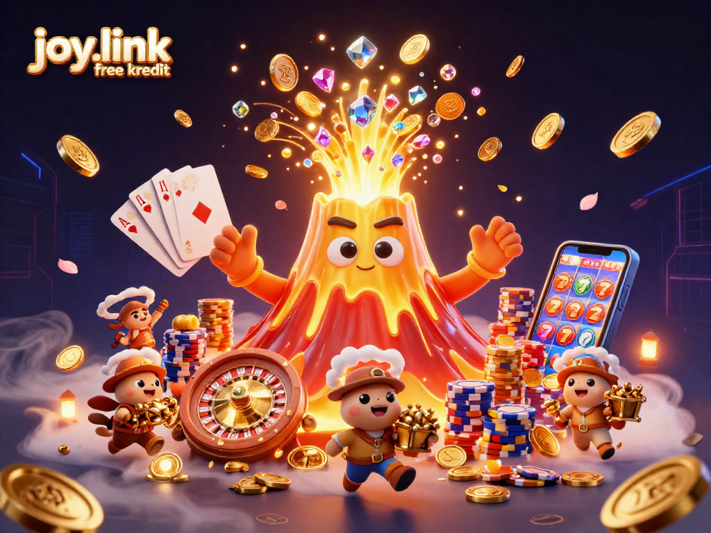 Experience joy.link free kredit with a triumphant volcanic eruption surrounded by treasures at the casino.