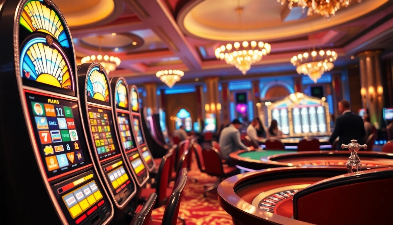 Erleben Sie casinospielen in einem lebhaften Casino mit aufregenden Spielautomaten.