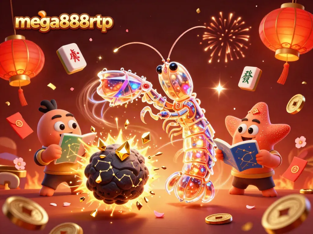 Immerse in mega888rtp's vibrant casino world, showcasing galactic characters celebrating wins