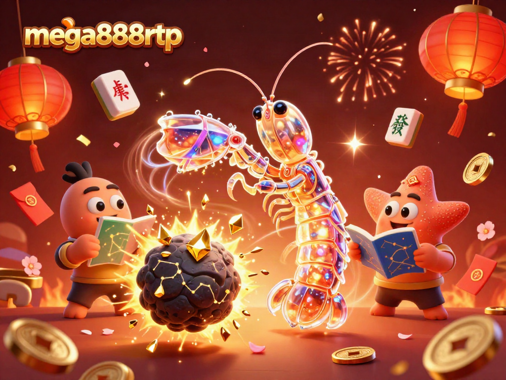 Immerse in mega888rtp's vibrant casino world, showcasing galactic characters celebrating wins