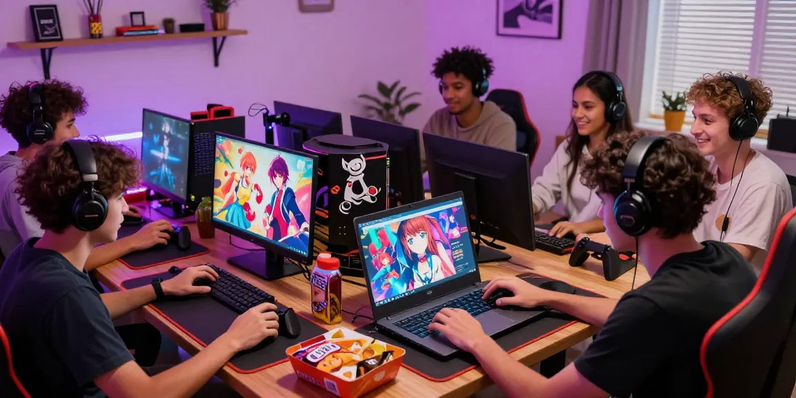 Engaged players enjoying free hentai games in a cozy gaming setup.