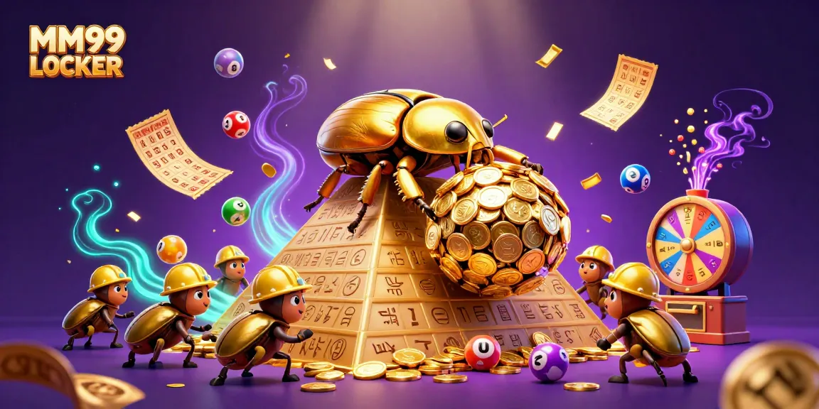 Experience exciting games at MM99 LOCKER with vibrant lottery and casino-themed 3D digital illustration.