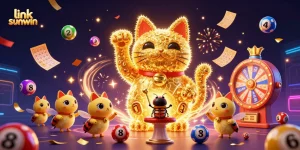 Experience thrilling wins with link sunwin in this vibrant casino-themed illustration.